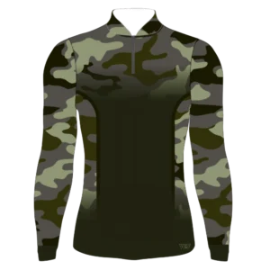 Camisa Camuflada Manga Longa com Zíper