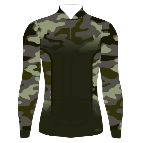 Camisa Camuflada Manga Longa com Zíper