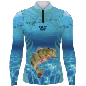 Camisa Pesca Azul Manga Longa Dry Fit Proteção UV50+