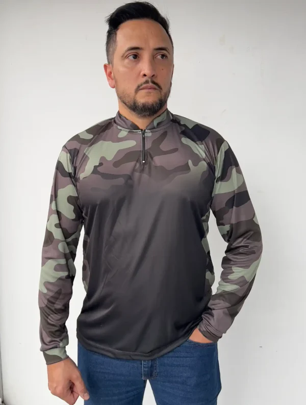 Camisa Camuflada Manga Longa com Zíper - Imagem 3